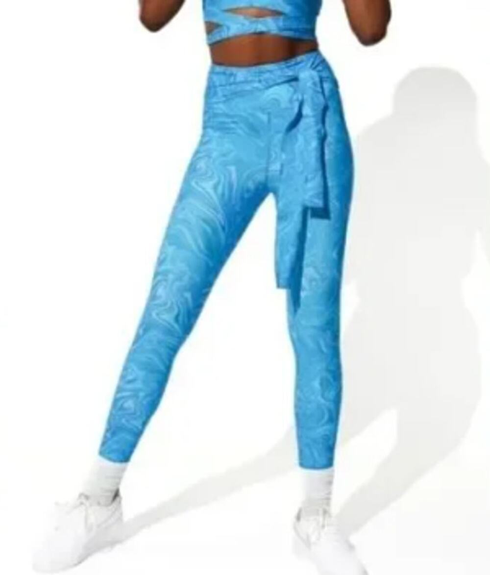 EleVen by Venus Williams Tie Waist Wrapped Legging Arctic Blue Marble XXL NWT